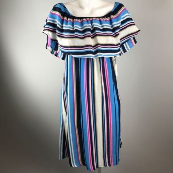 Spirit of Grace Dresses & Skirts - Spirit Of Grace Striped Off Shoulder Dress Ruffle